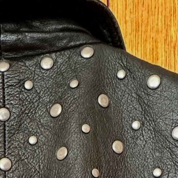 Zara TRF Leather Collection studded leather moto jacket. Size M EUR - Picture 8 of 9